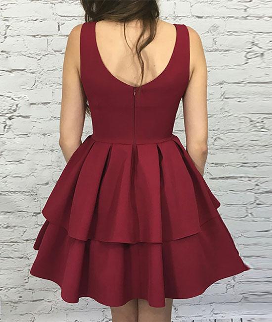 Cute Sweetheart Neck Burgundy Prom Dress, Burgundy Evening Dress, Black Short Prom Dress