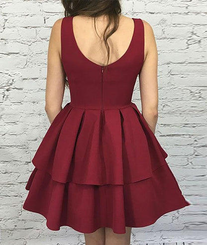 Cute Sweetheart Neck Burgundy Prom Dress, Burgundy Evening Dress, Black Short Prom Dress