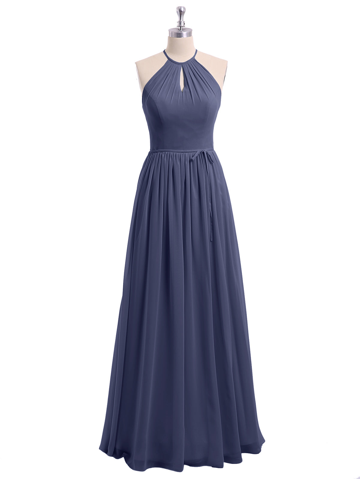 Long Halter Chiffon Dresses with Open Back Stormy
