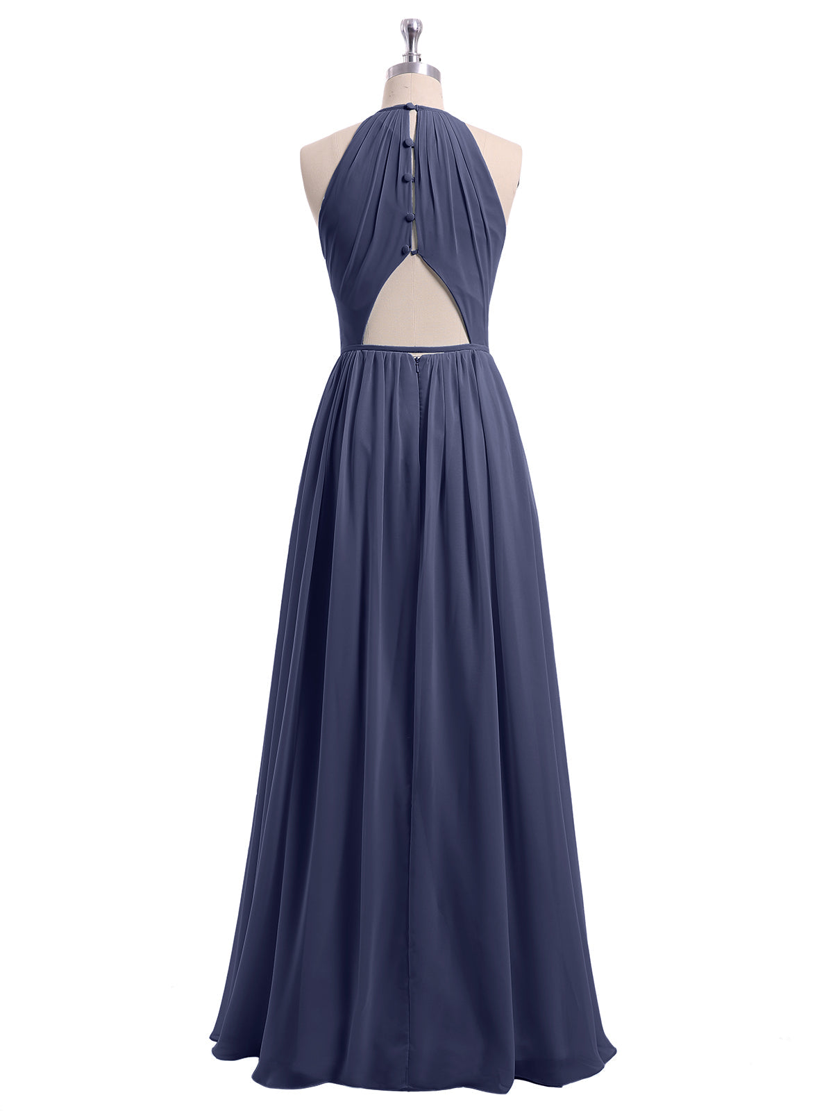 Long Halter Chiffon Dresses with Open Back Stormy