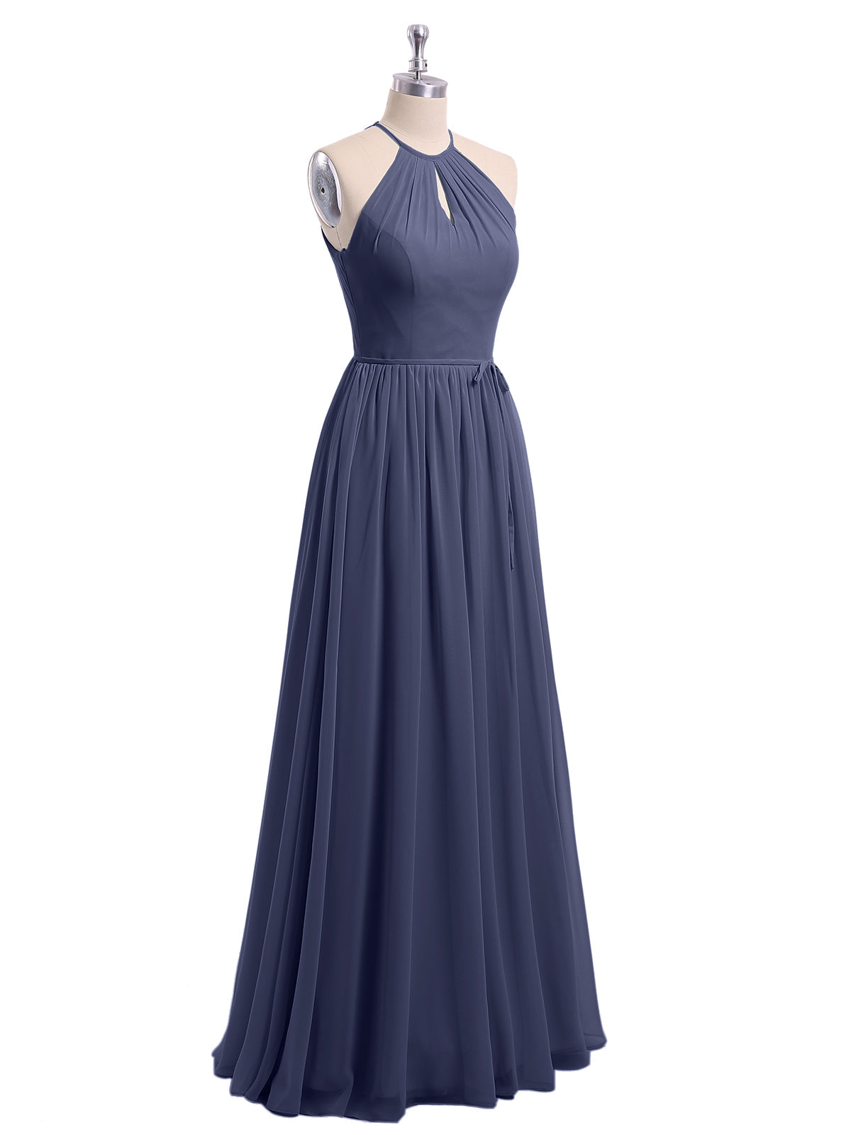 Long Halter Chiffon Dresses with Open Back Stormy