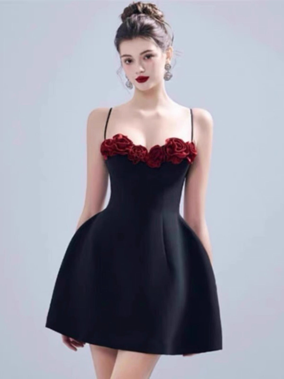 Aesthetic A Line Spaghetti Straps Black Satin Mini Formal Homecoming Dress Short Cocktail Outfits Graduation Dress Hoco Dress DH2203
