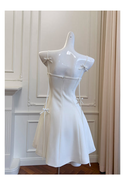 Pretty A Line Spaghetti Straps White Short Formal Homecoming Dresses Middle School Short 21st Birthday Outfits Graduation Dress Mini Cocktail Dresses DH2295