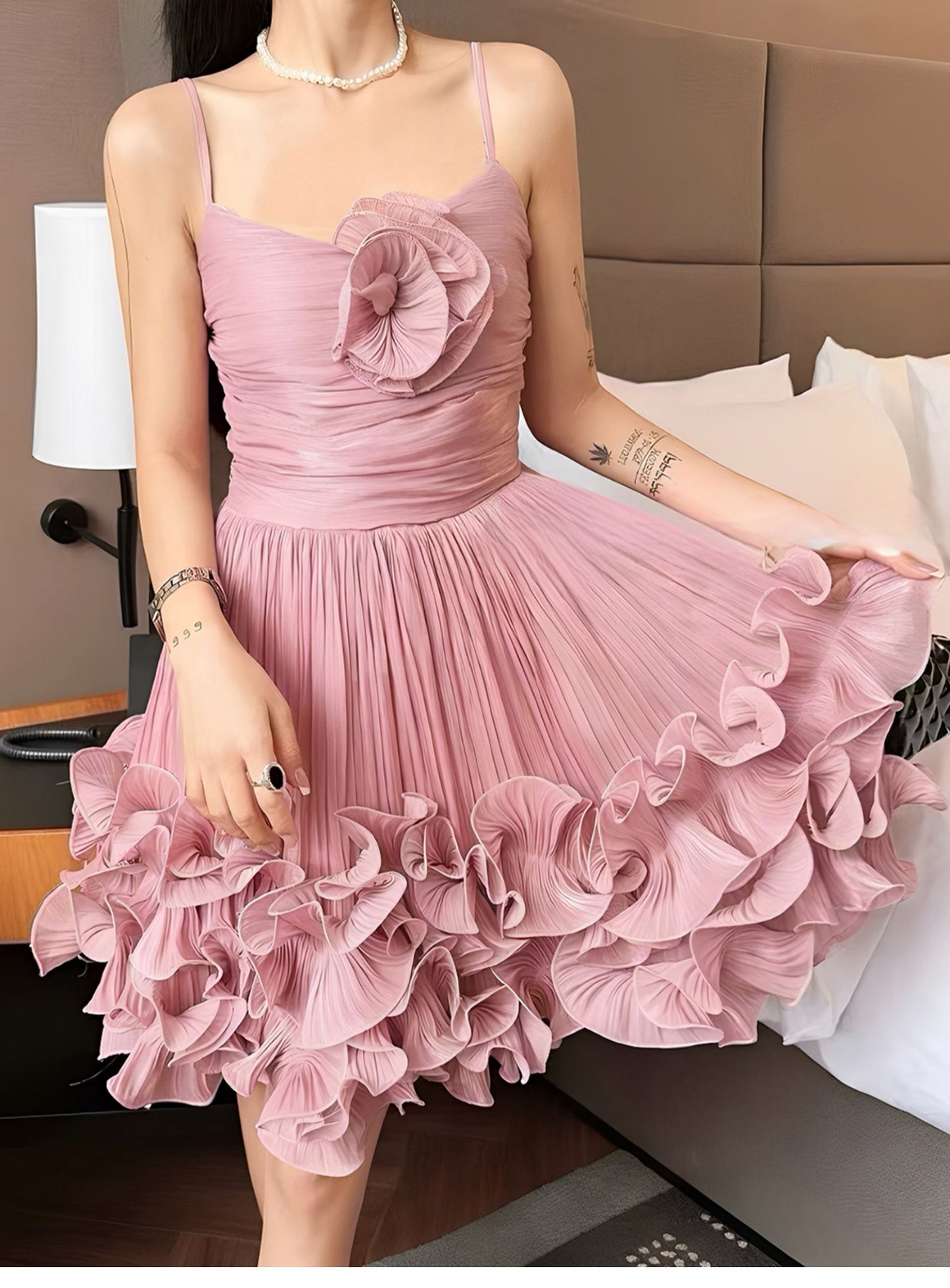Pretty Ball Gown Spaghetti Straps Dusty Pink Formal Homecoming Dresses Short 16th Birthday Outfits Graduation Dress Mini Hoco Dresses DH2530