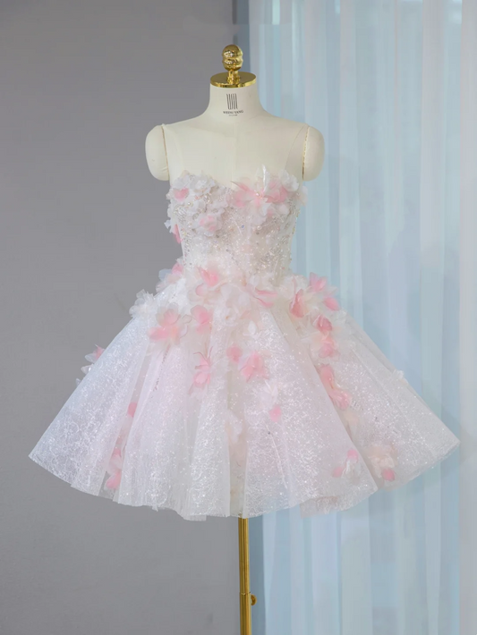 Princess Ball Gown Sweetheart Light Pink Tulle Short Mini Formal 8th Grade Homecoming Dresses Middle School Cocktail Dress Hoco Outfits DH2563