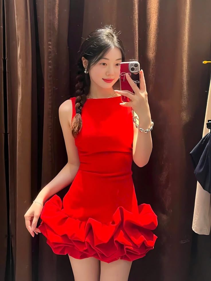 Princess Sheath Scoop Red Satin Formal Homecoming Dresses 8th Grad Dance Graduation Dress Short Hoco Dresses DH2603