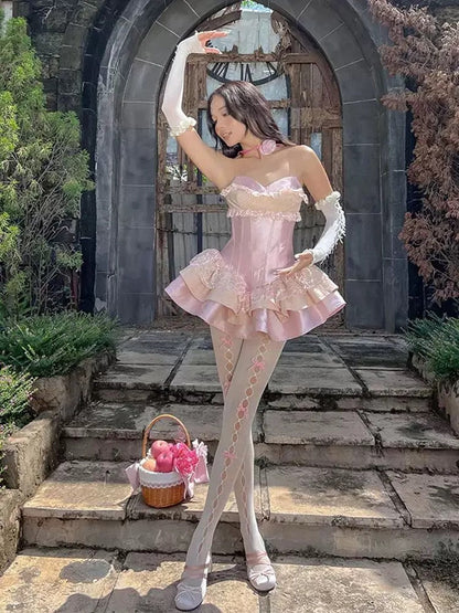 Unique Ball Gown Sweetheart Pink Satin Lace Short Formal 8th Grade Homecoming Dresses Middle School Cocktail Dress Hoco Outfits Inspo DH2604