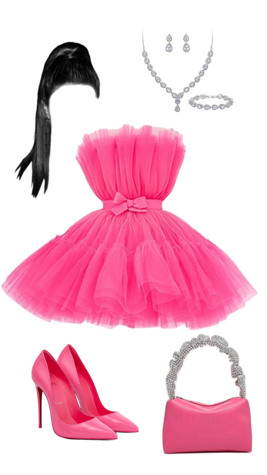 Cute Ball Gown Strapless Pink Tulle Short Formal 8th Grade Homecoming Dresses Middle School Cocktail Dress Hoco Outfits DH2619