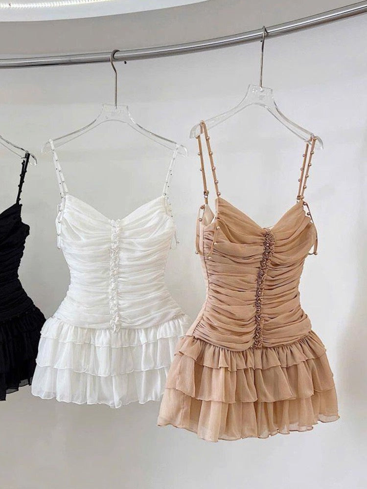 Cute Sheath Spaghetti Straps White Chiffon Short Formal 8th Grade Homecoming Dresses Middle School Cocktail Dress Hoco Outfits DH2625