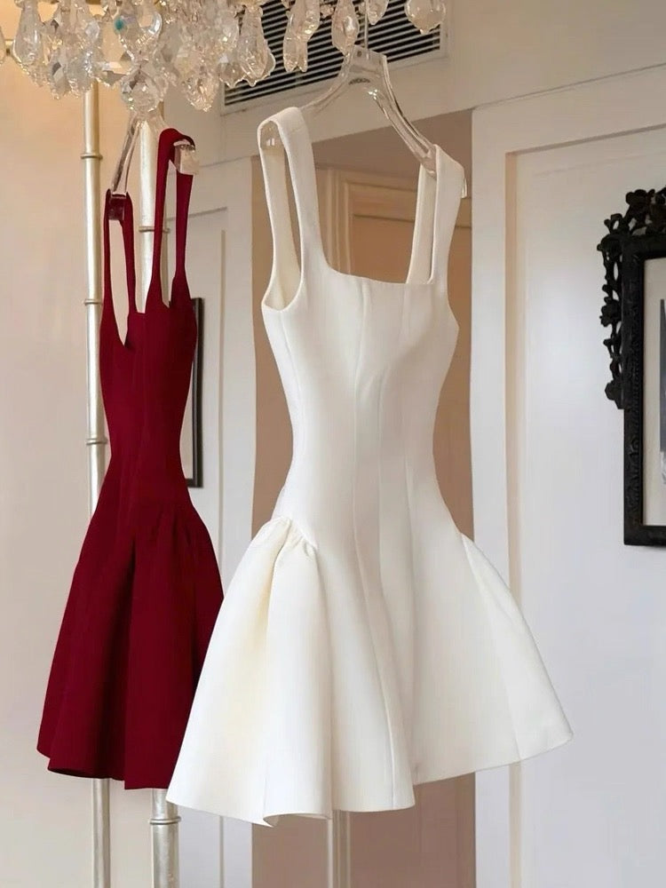 Unique A line Square Neck Red Short Homecoming Dress Summer Dance Inspo Hoco Dresses Mini Cocktail Dress DH2643
