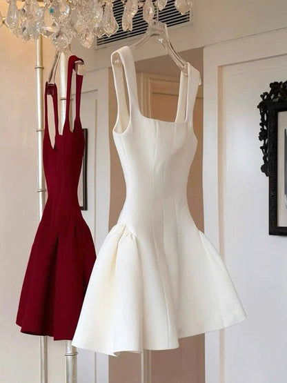Unique A line Square Neck Red Short Homecoming Dress Summer Dance Inspo Hoco Dresses Mini Cocktail Dress DH2643