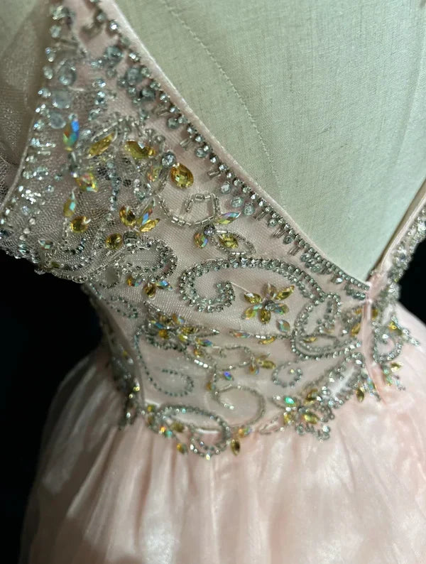 Vintage Pink Beaded Embroidery A-Line Homecoming Dress Spaghetti Strap Party Dress Short Chiffon Cocktail Dress HZ1024