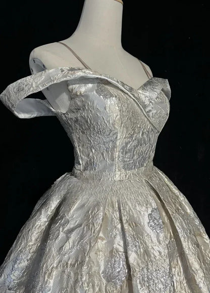 Vintage Silvery A-Line Homecoming Dress Spaghetti Strap Party Dress Short Cocktail Dress HZ1024