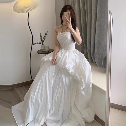 Classic White Strapless Ball Gown Elegant Quinceanera Dress Formal Evening Dress DH2709