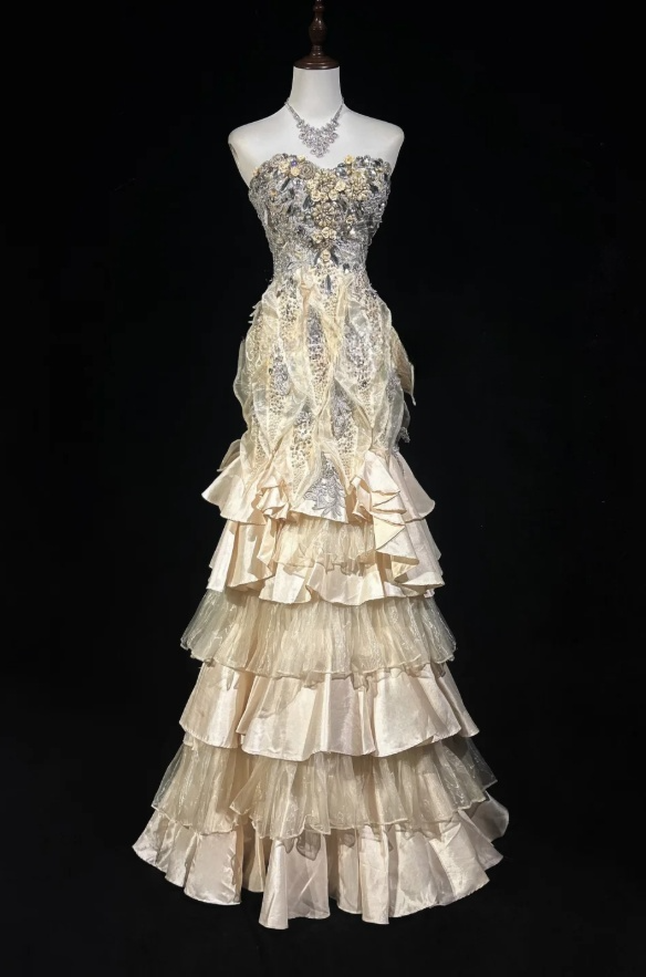 Chic Yellow Long Prom Dress Tulle Appliques Sweetheart Birthday Dress Mermaid Sleeveless Evening Dress  DP04894