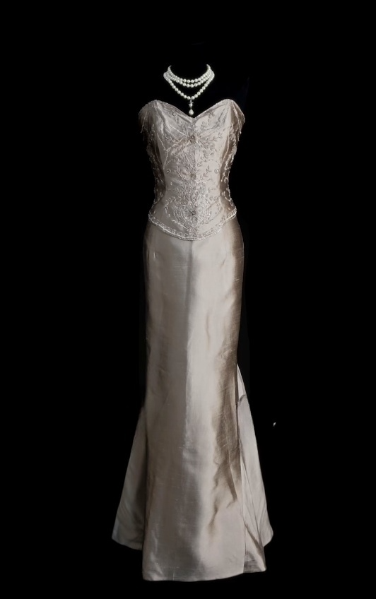 Gorgeous Champagne Prom Dress Sweetheart Sheath Long Evening Dress Satin Beaded Formal Dress DP05049