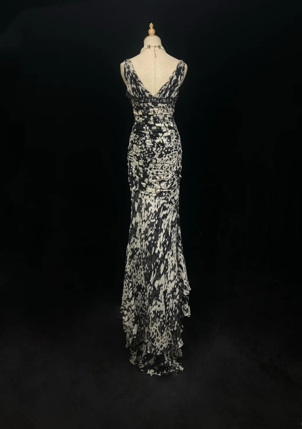 Elegant Leopard print Prom Dress V-neck Chiffon Sheath  Long Evening Dress DP05281