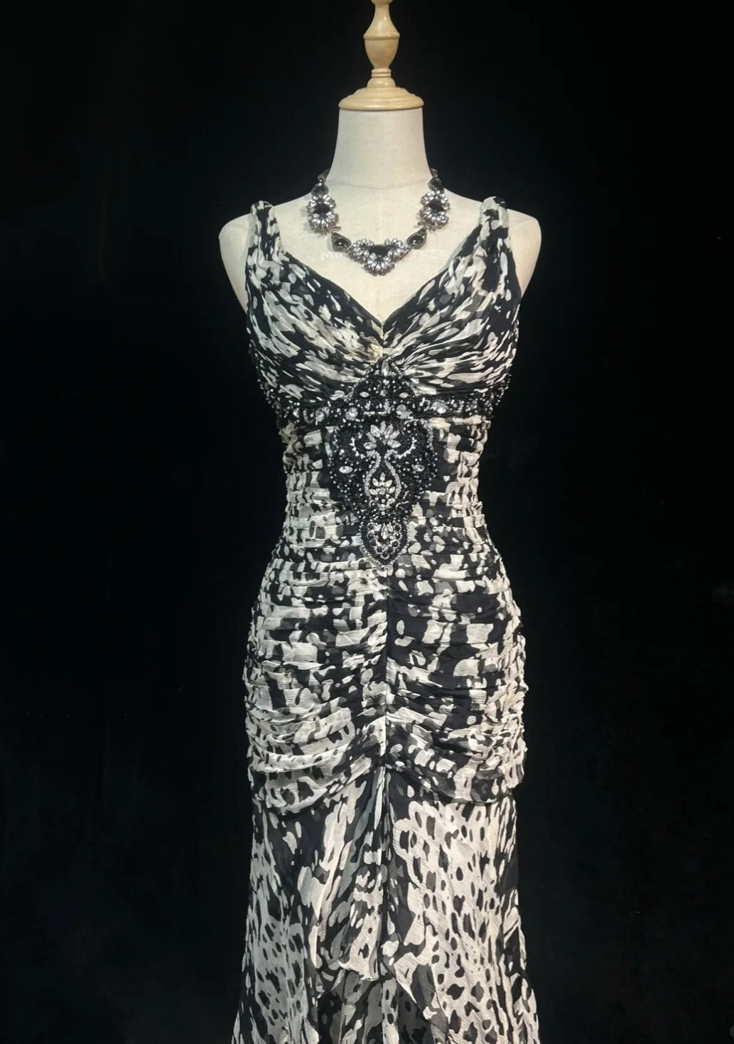 Elegant Leopard print Prom Dress V-neck Chiffon Sheath  Long Evening Dress DP05281