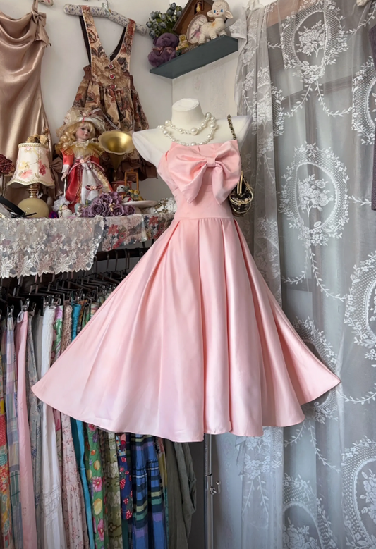 Chic A-line Strapless Short Birthday Dress Satin Pink Prom Dress DP05298