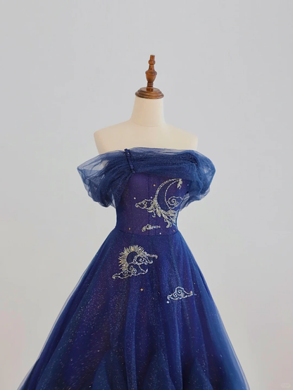 Elegant Glamour Ball Gown Off The Shoulder Grape Tulle Prom Dress Party Dress Evening Dresses DP1503