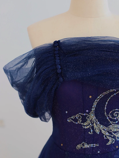Elegant Glamour Ball Gown Off The Shoulder Grape Tulle Prom Dress Party Dress Evening Dresses DP1503