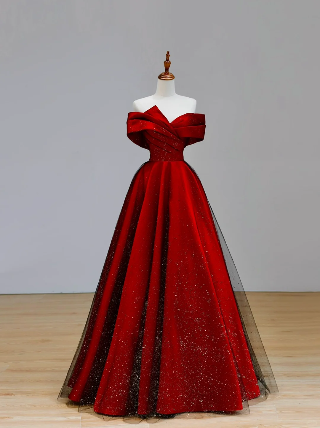 Elegant Glamour Ball Gown Off The Shoulder Red Prom Dress Party Dress Long Evening Dresses DP1555