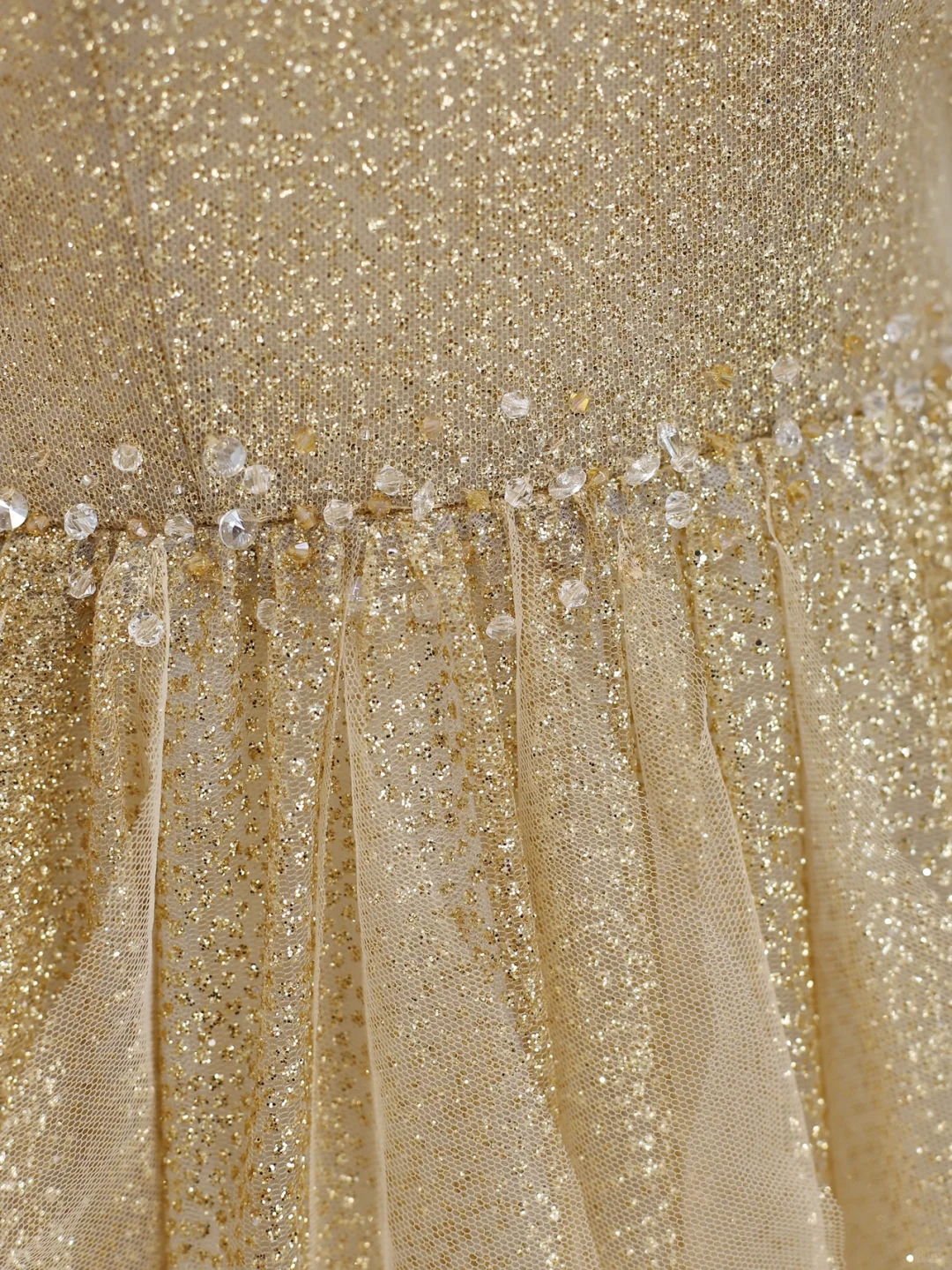 Elegant Glamour Ball Gown Spaghetti Straps Tulle Gold Long Prom Dress Party Dress Evening Dresses DP1538