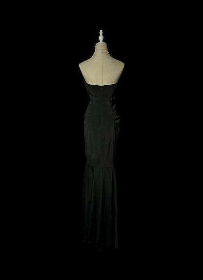 Retro Mermaid Strapless Black 20th Birthday Dress Long Prom Dress Birthday Outfits For Women DP2073