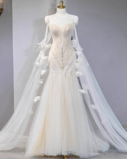 Elegant Mermaid Sweetheart Neck Long Evening Gowns Tulle Beading Special Formal Dresses Prom Dresses DP2778