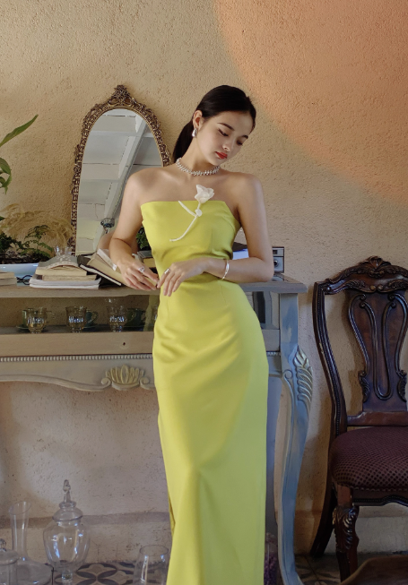 Stunning Sheath Strapless Evening Gown Satin Green Modest Formal Dress  Party Dress DP2794