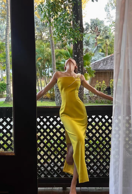 Stunning Sheath Strapless Evening Gown Satin Green Modest Formal Dress  Party Dress DP2794
