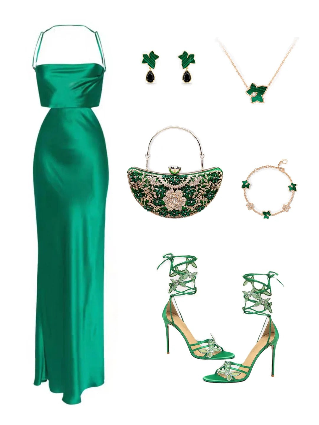 Elegant Sheath Long Evening Dress Satin Modest Birthday Party Dress Green Formal Dress DP2851