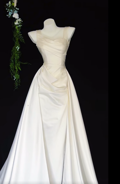 Elegant Sheath Long Prom Dress Spaghetti Strap Satin Formal Evening Dress DP2881