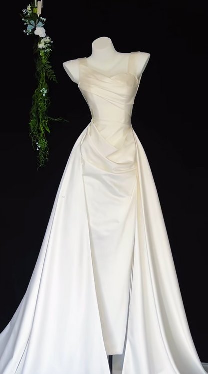 Elegant Sheath Long Prom Dress Spaghetti Strap Satin Formal Evening Dress DP2881