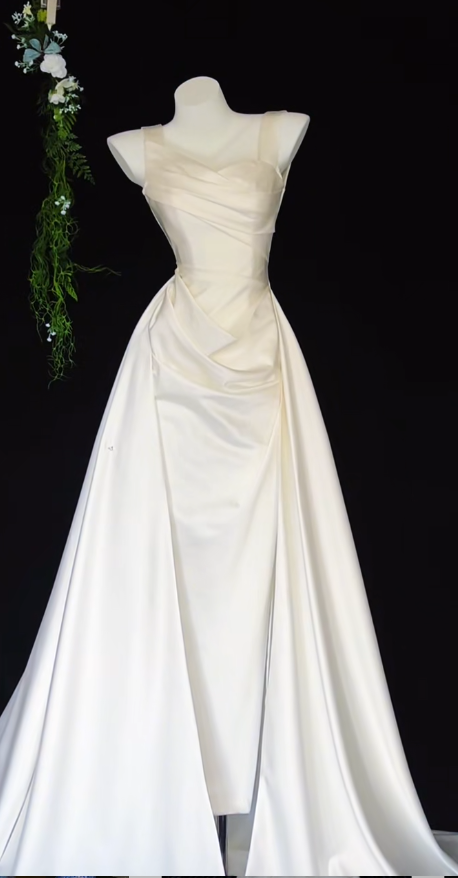 Elegant Sheath Long Prom Dress Spaghetti Strap Satin Formal Evening Dress DP2881