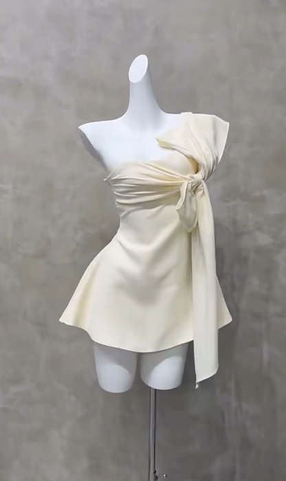 Sexy Asymmetrical Neck A-Line Short Homecoming Dress Chiffon Birthday Dress Formal Dress DP2914