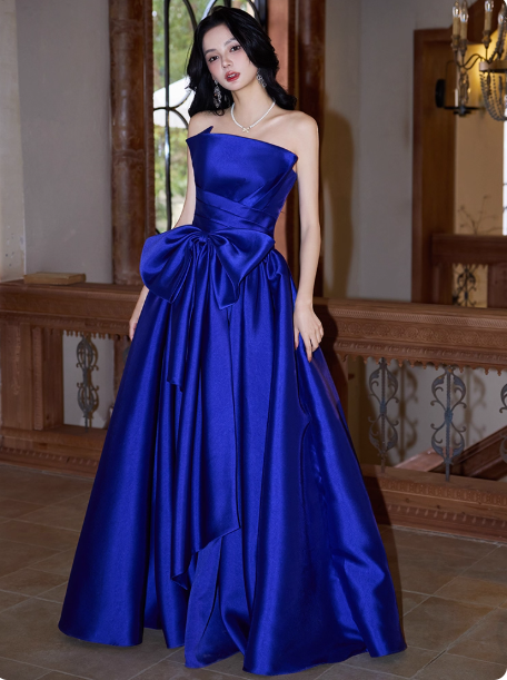 Elegant Strapless A-Line Evening Dresses, Royal Blue Formal Dresses DP2995