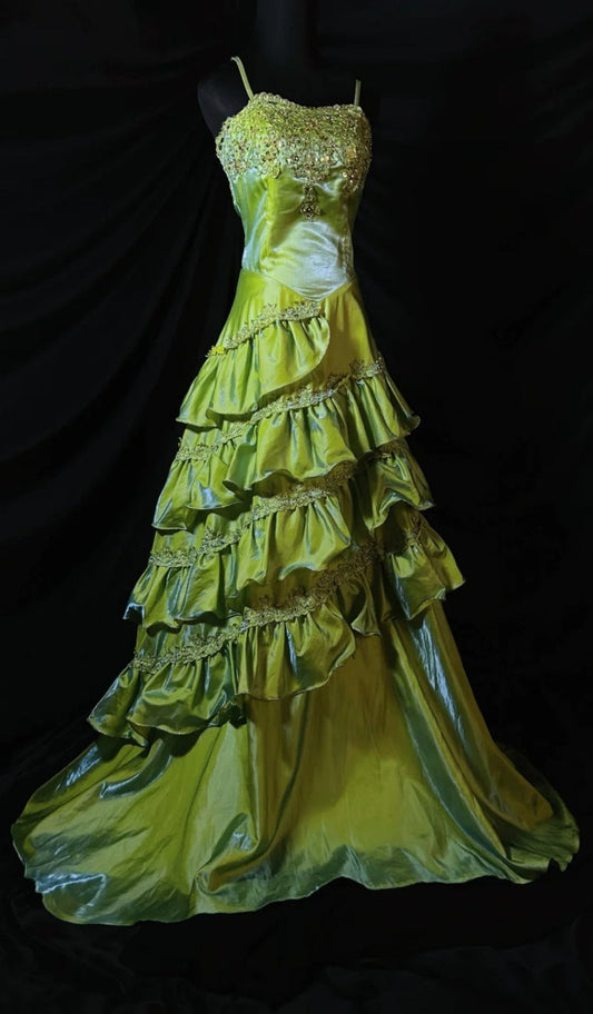Gorgeous Sheath Tulle Long Prom Dresses Green Formal Evening Dresses DP3013