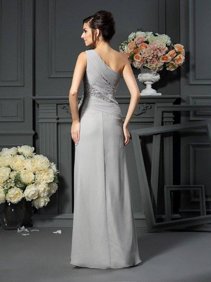 Trumpet/Mermaid One-Shoulder Beading Sleeveless Long Chiffon Mother of the Bride Dresses - RongMoon