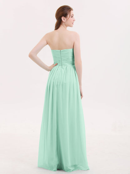 Strapless Sweetheart Neck Bridesmaid Dress with Slit Mint Green