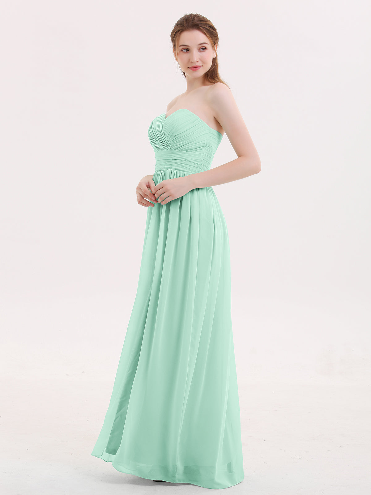 Strapless Sweetheart Neck Bridesmaid Dress with Slit Mint Green