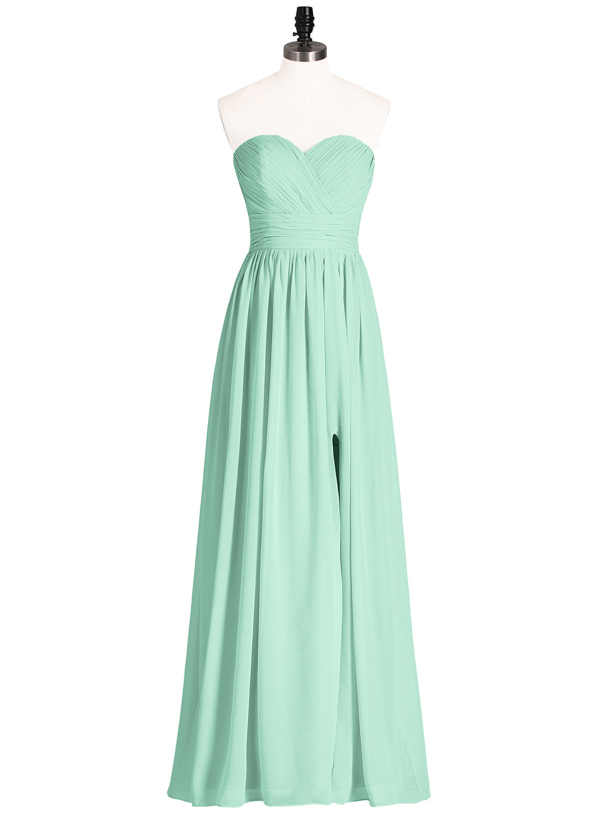 Strapless Sweetheart Neck Bridesmaid Dress with Slit Mint Green