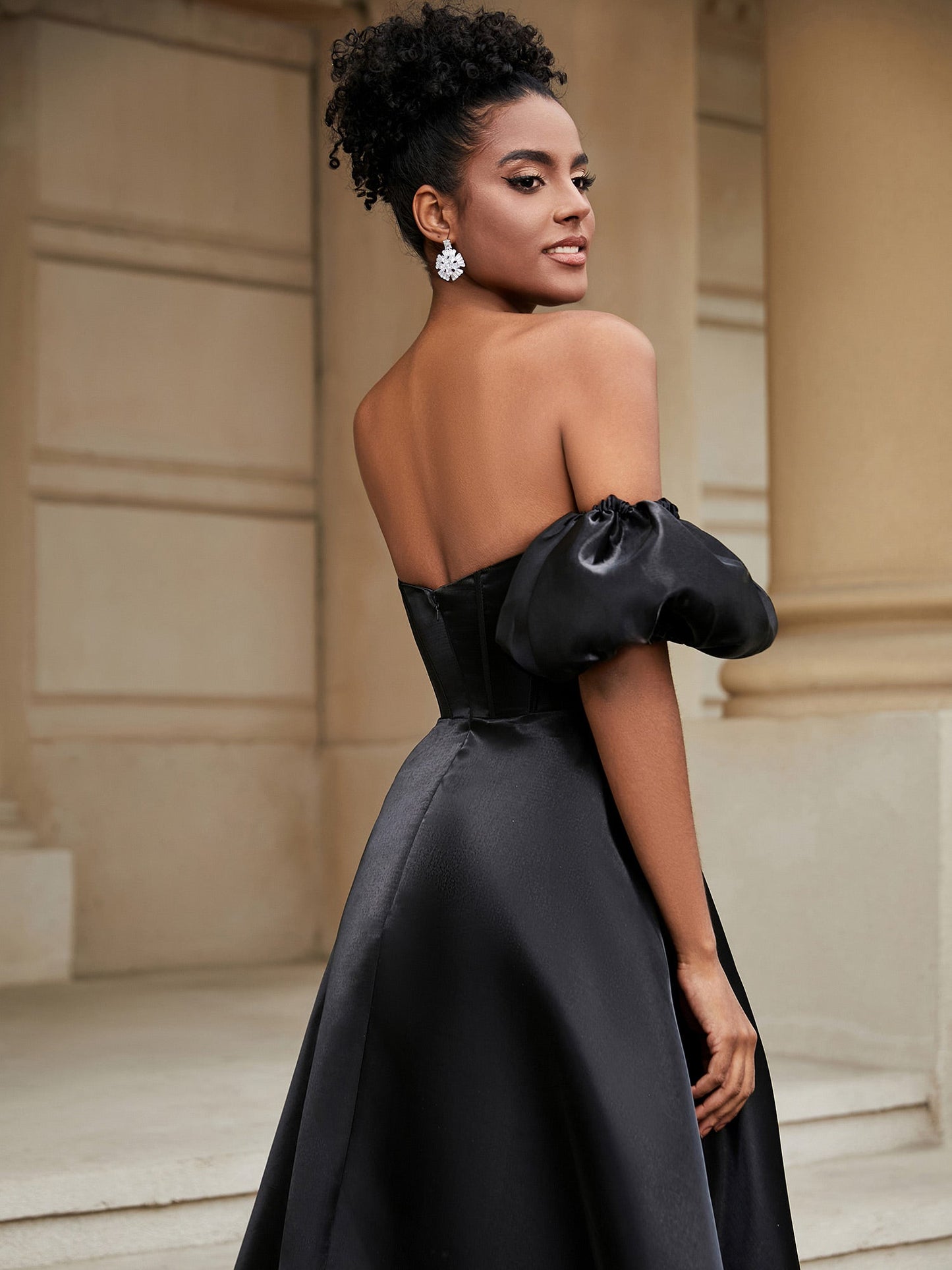 Classic A-Line Satin Sweetheart Prom Dress Black