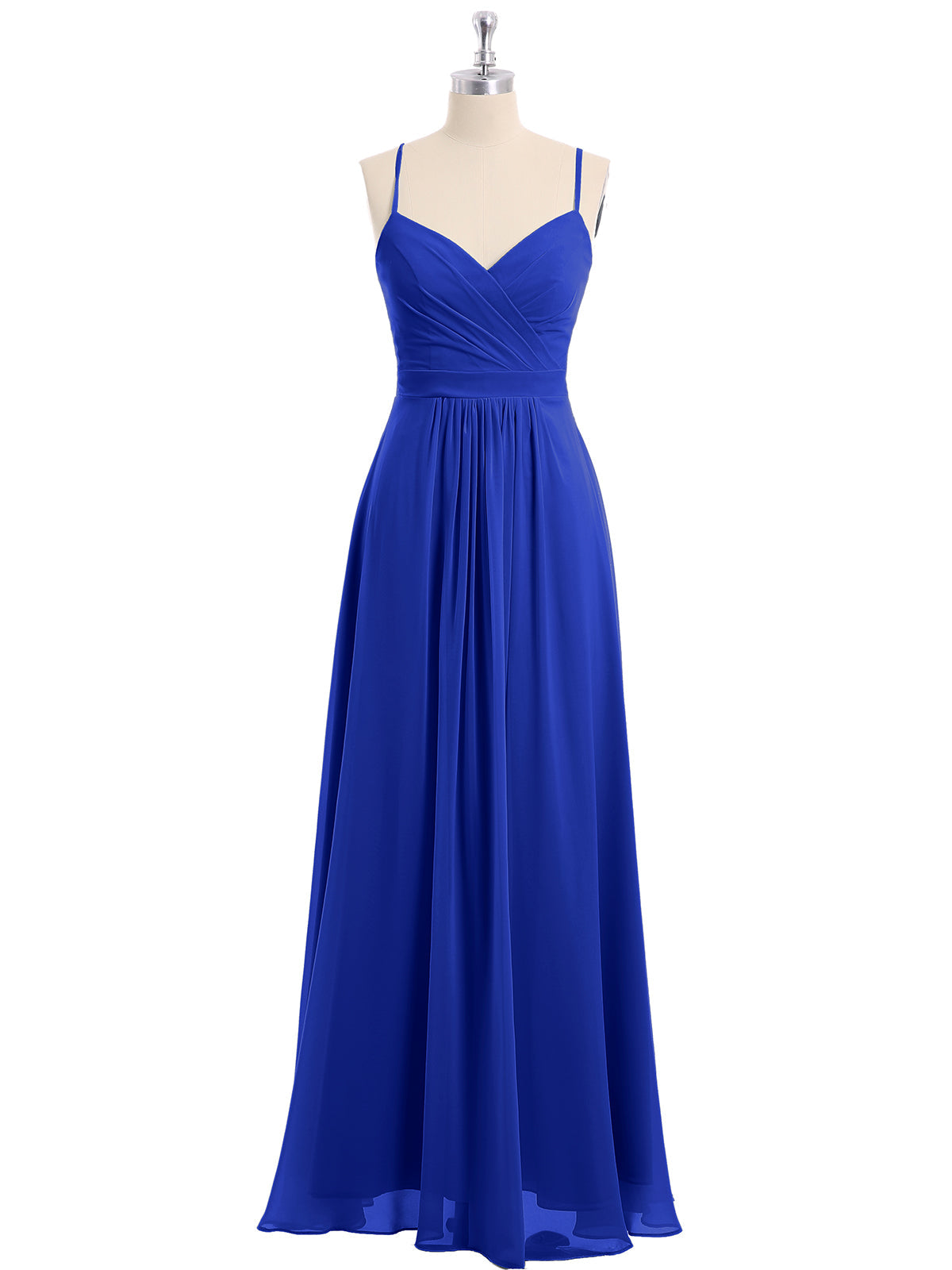 Spaghetti Straps Chiffon Dress with Sweetheart Neck Royal Blue