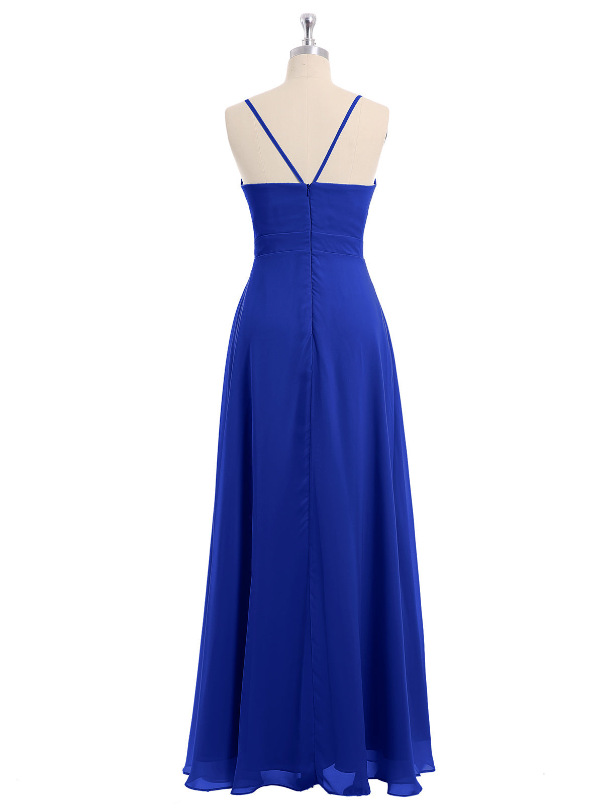 Spaghetti Straps Chiffon Dress with Sweetheart Neck Royal Blue