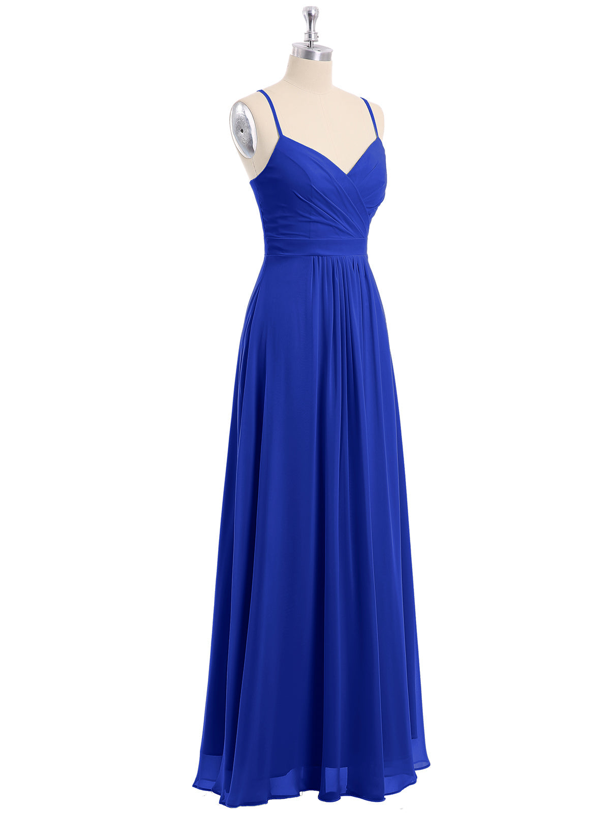 Spaghetti Straps Chiffon Dress with Sweetheart Neck Royal Blue