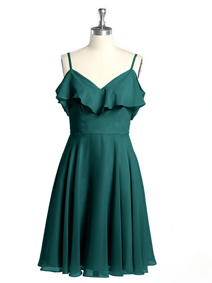 Sweetheart Neck Short Dresses with Ruffles Sleeves Peacock