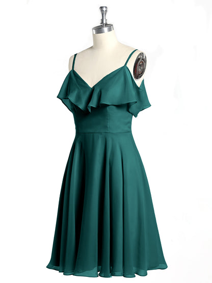 Sweetheart Neck Short Dresses with Ruffles Sleeves Peacock