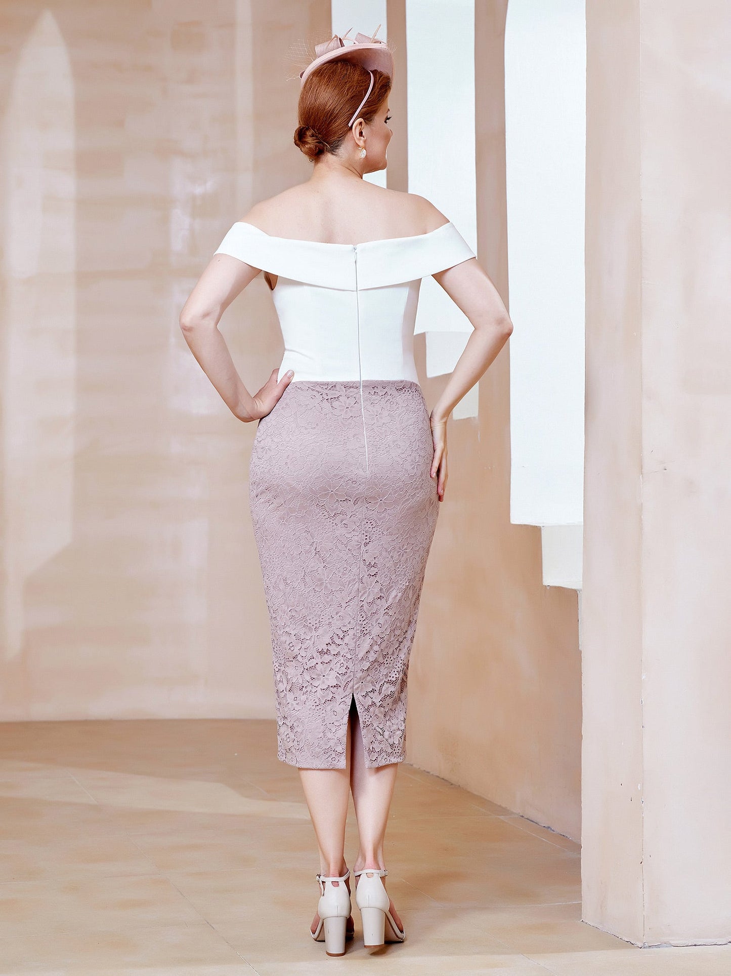 Two-Toned Off the Shoulder Sheath Dress Dusk