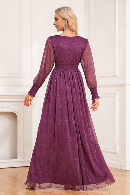Desert Rose A Line V Neck Long Sleeves Floor Length Mother of the Bride Dresses